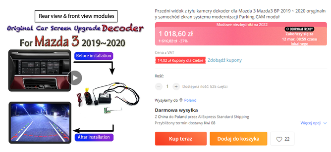 2022-03-07 17_48_07-Przedni widok z tyłu kamery dekoder dla Mazda 3 Mazda3 BP 2019 ~ 2020 oryginalny.png