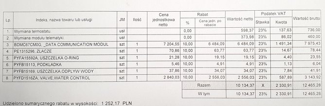 Koszty wymiany termostatu i modulu telematyki.jpg (853.5 KiB) Przeglądane 1838 razy Koszty wymiany termostatu i modulu telematyki.jpg